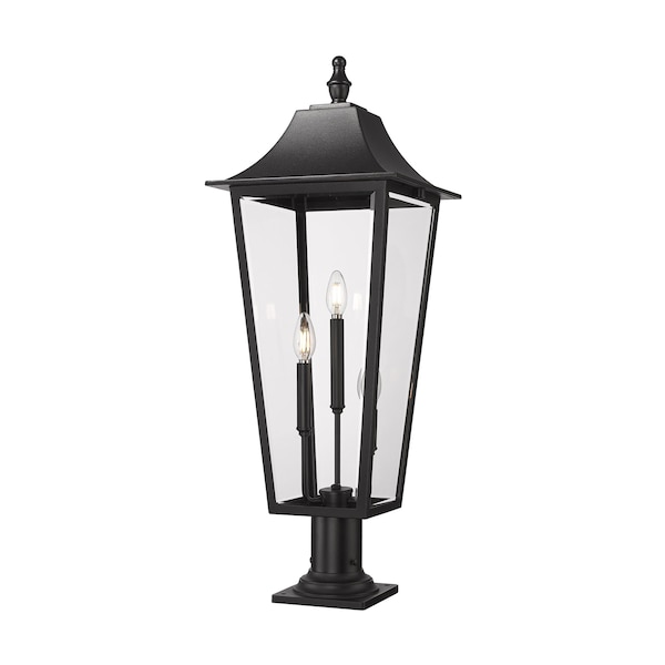 Z-Lite Gannon 3 Light Outdoor Pier Mounted Fixture, 12in. W x 33.5in. H, Black 5008PHXLR-533PM-BK - main